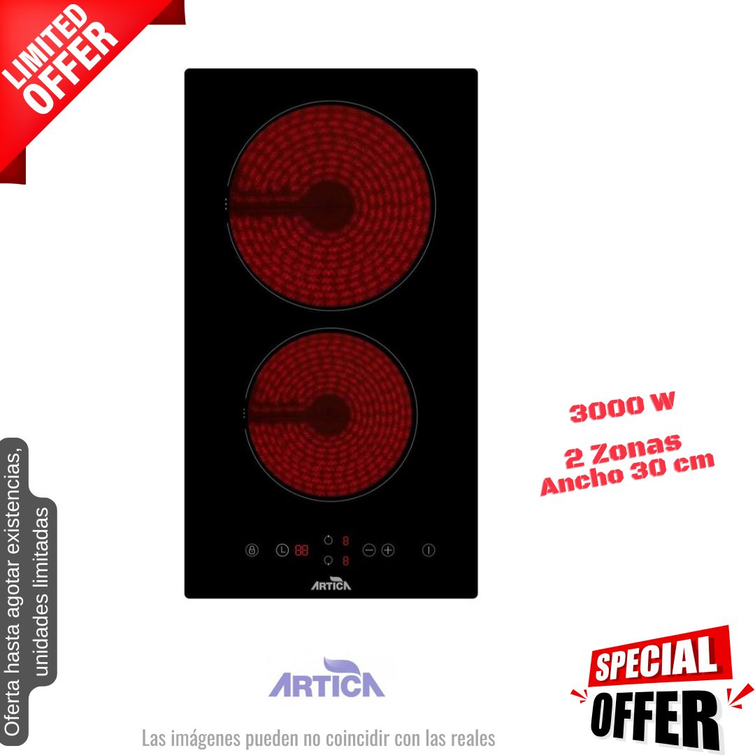 Placa vitrocerámica Artica 2 fuegos (026213) OFERTA