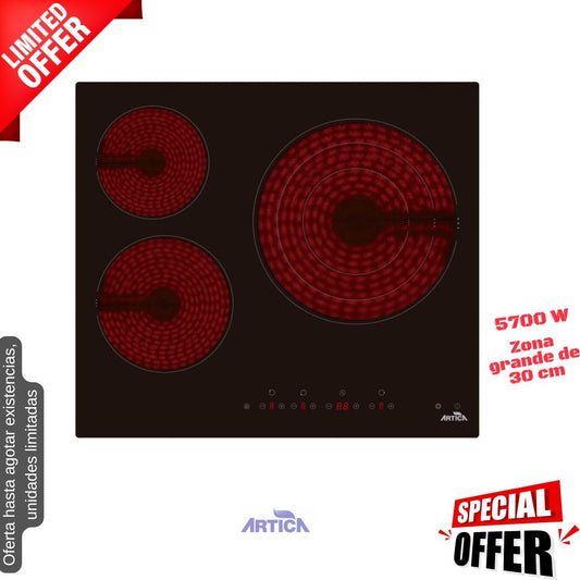 Placa vitrocerámica Artica 3 fuegos AEV6023 OFERTA