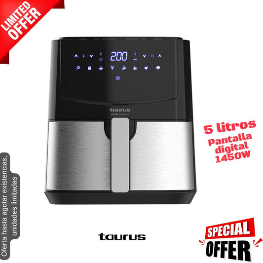 Freidora aire Taurus 5 litros negra AF1450XD OFERTA