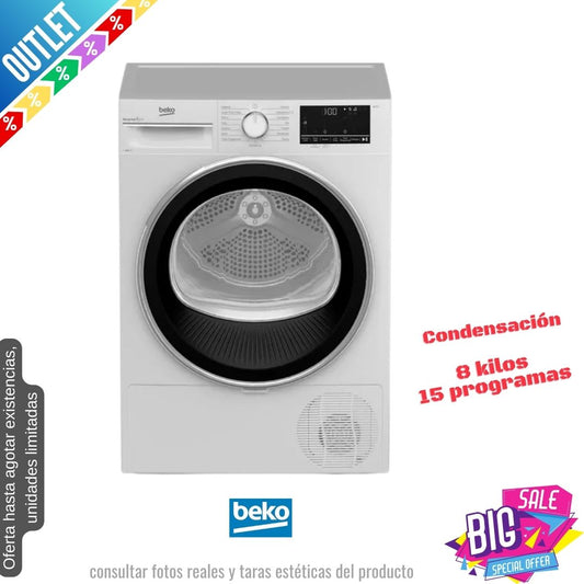 Secadora Beko 8kg condensación blanca B3T4811DW OUTLET
