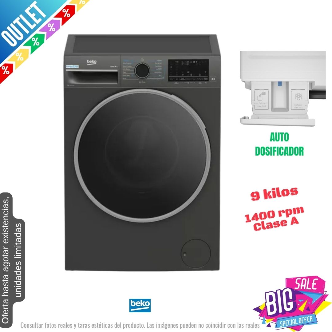 Lavadora Beko 9kg inox 1400rpm (026285) OUTLET