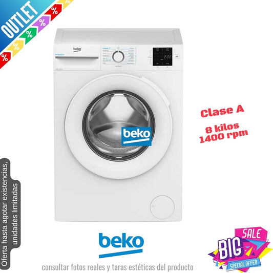 Lavadora Beko 8kg blanca 1400rpm BM3WT3841W OUTLET