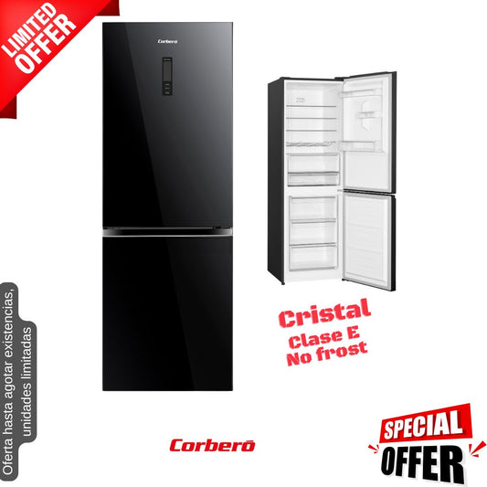 Frigorífico combi Corbero negro cristal 185*60cm CCHGL185NFN OFERTA