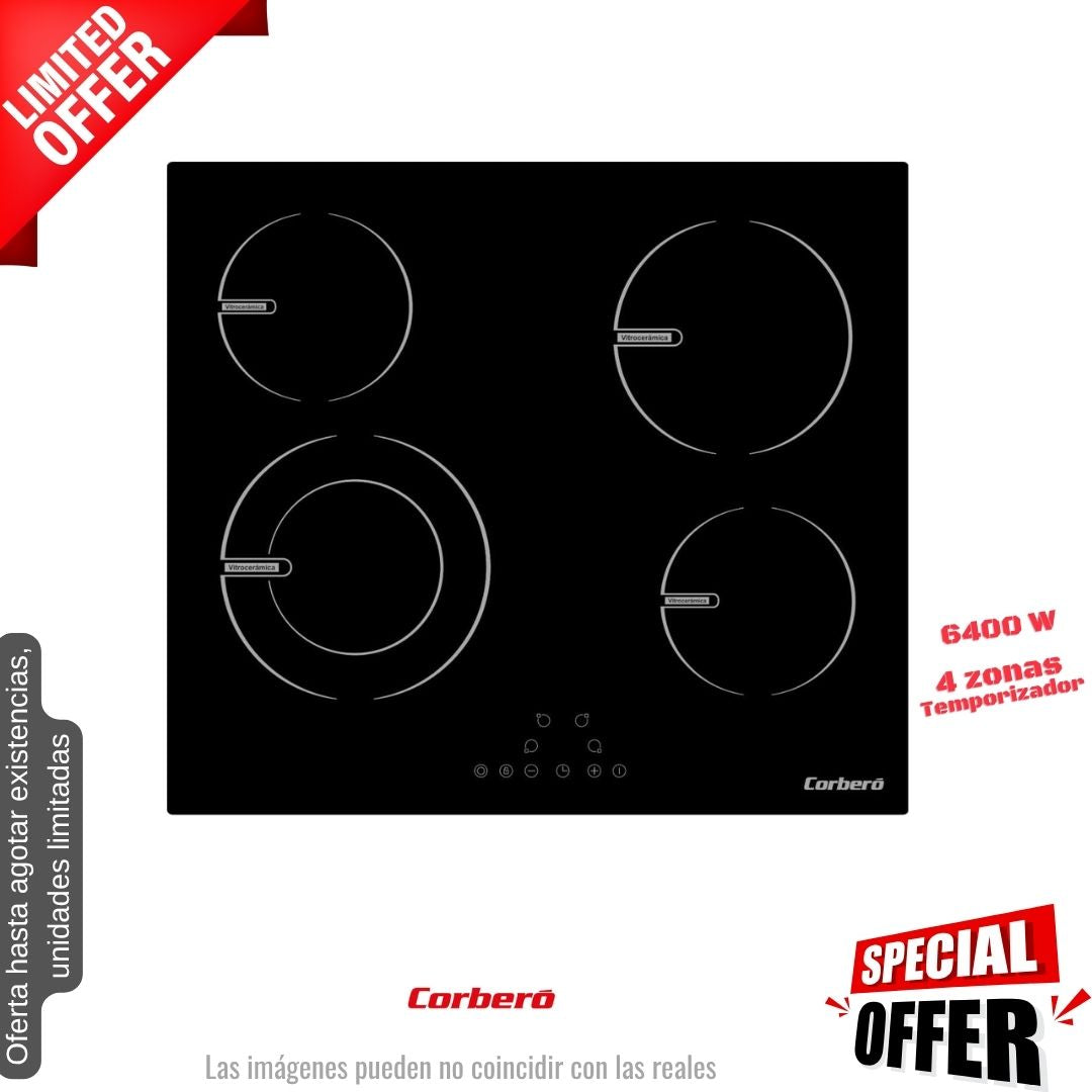 Placa vitrocerámica Corberó 4 fuegos (026411) OFERTA