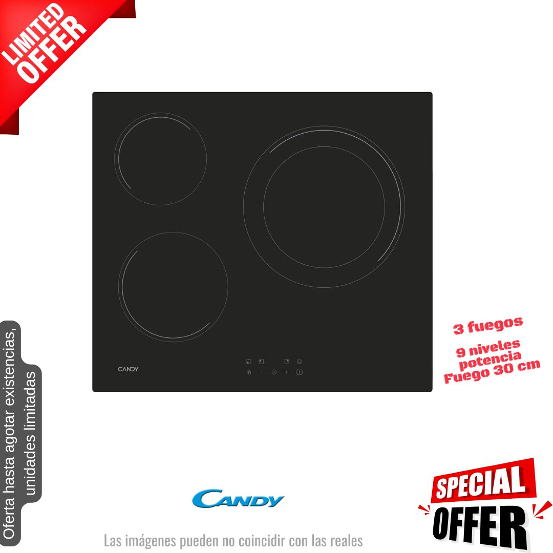 Placa vitrocerámica Candy 3 fuegos (026208) OFERTA