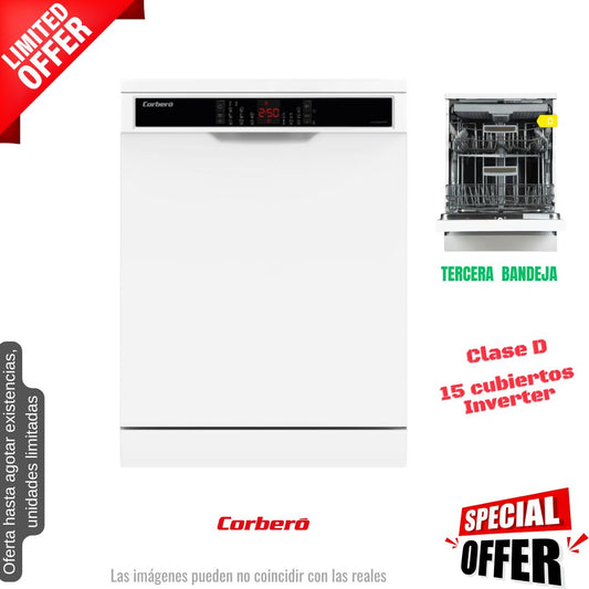 Lavavajillas Corberó blanco 60cm 15 cubiertos CLVV8622INVX OFERTA
