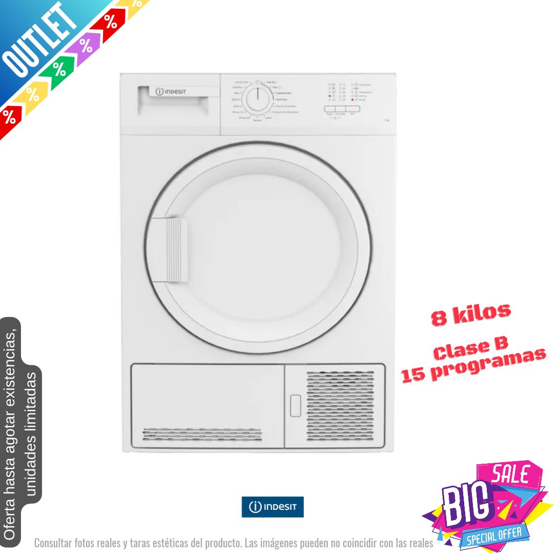 Secadora Indesit 8kg condensación blanca (026420) OUTLET
