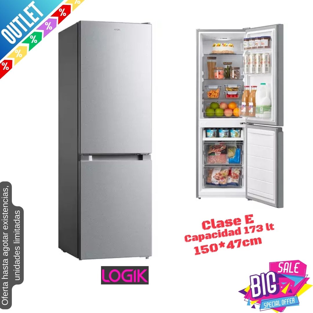 Frigorífico combi Logik inox 150*47cm LFC50S23 OUTLET