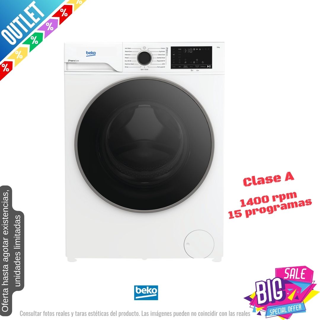 Lavadora Beko 12kg blanca 1400rpm (026277) OUTLET