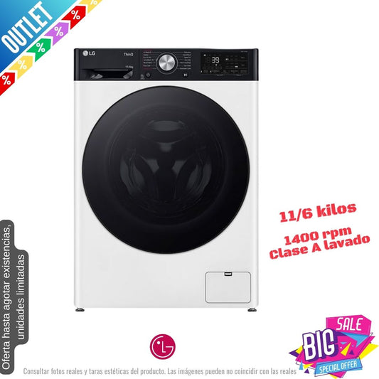 Lavasecadora LG 11/6kg blanca 1400rpm (026348) OUTLET