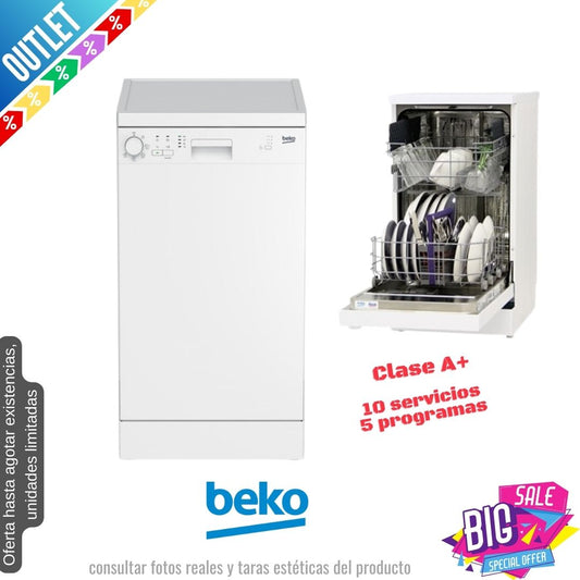 Lavavajillas Beko blanco 45cm 10 servicios DFS05X11W OUTLET