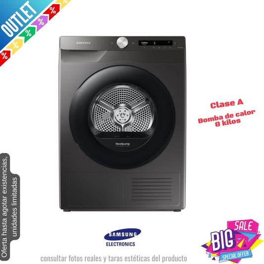 Secadora Samsung 8kg bomba de calor inox DV80T5220AN OUTLET
