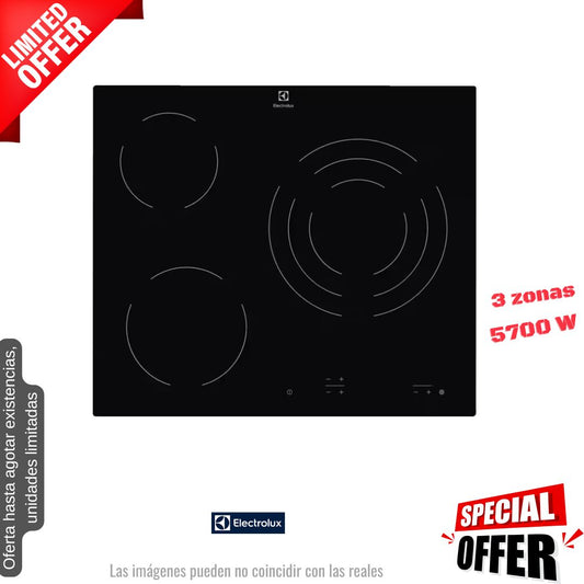 Placa Vitrocerámica Electrolux 3 fuegos EHF6232IOK OFERTA