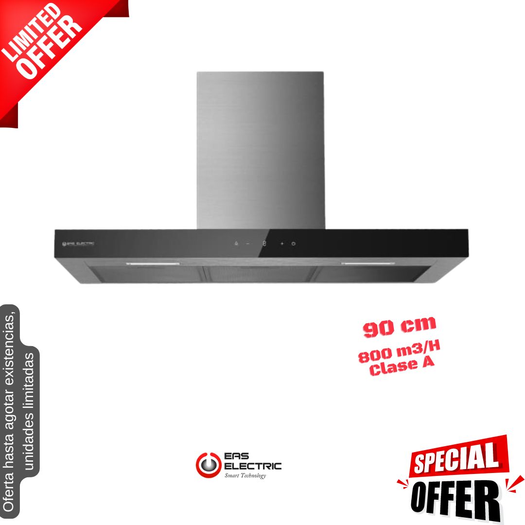 Campana Eas Electric negra inox 90cm 800m3/h EMRH908BX OFERTA