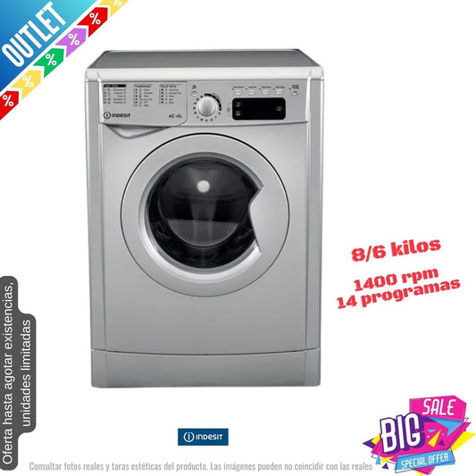 Lavasecadora Indesit 8/6kg inox 1400rpm (026105) OUTLET