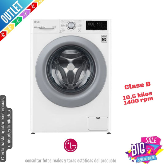 Lavadora LG 10.5kg blanca 1400rpm F4V310WNE OUTLET