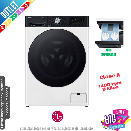 Lavadora LG 9kg blanca 1400rpm F4Y709WBTA1 OUTLET