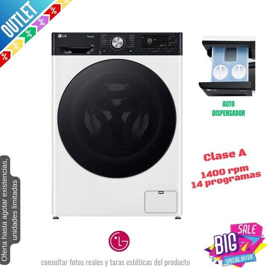 Lavadora LG 9kg blanca 1400rpm F4Y709WBTA1 OUTLET