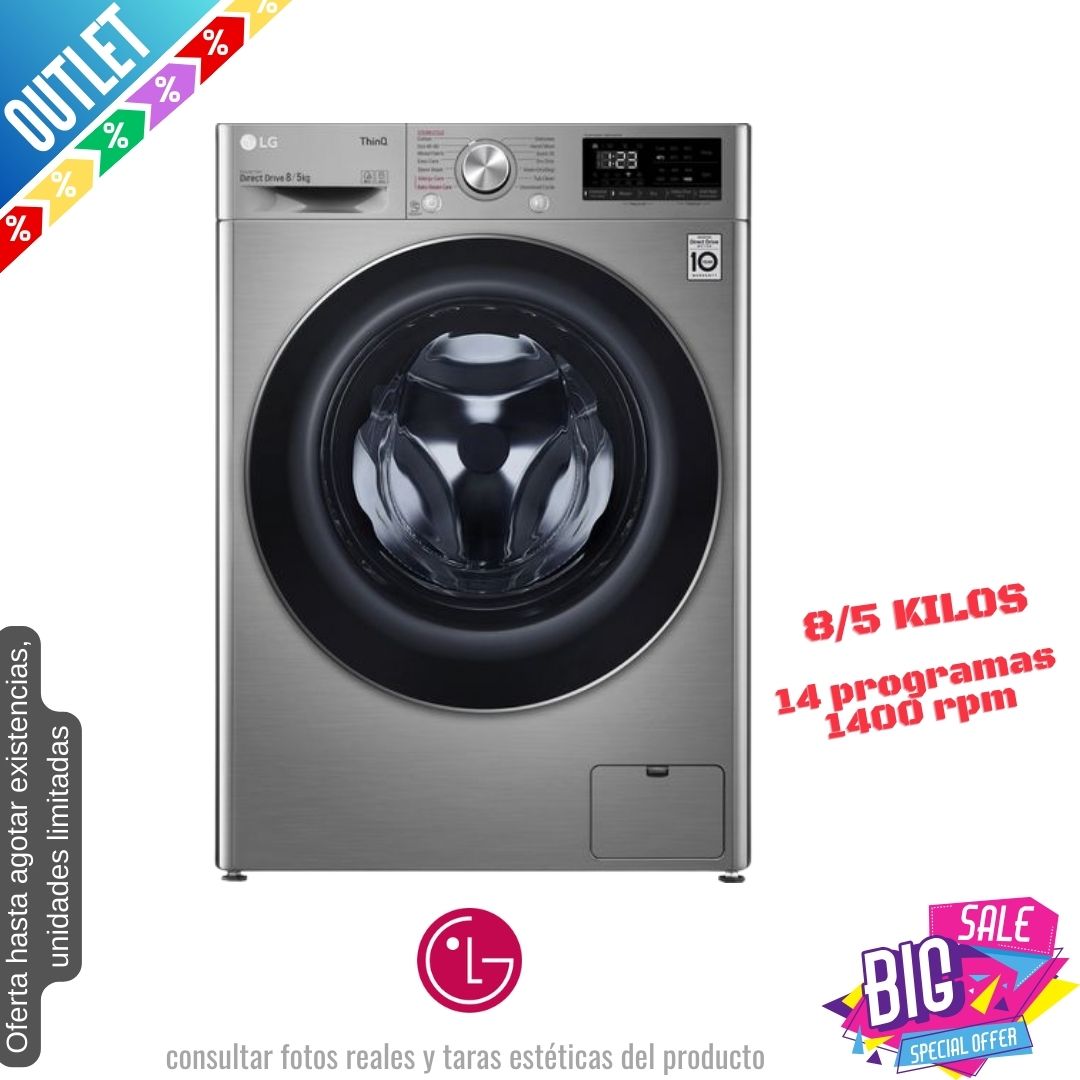 Lavasecadora LG 8/5kg inox 1400rpm (026111) OUTLET