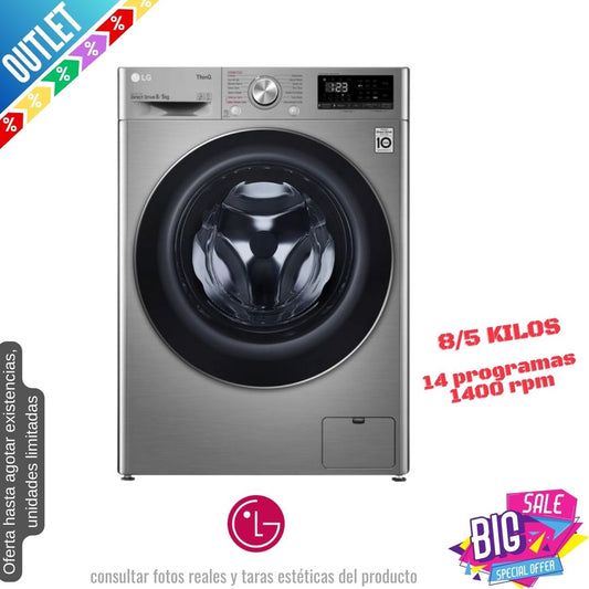 Lavasecadora LG 8/5kg inox 1400rpm (026111) OUTLET