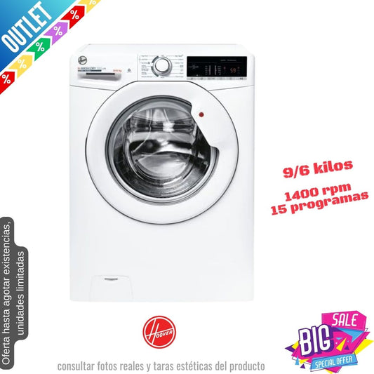 Lavasecadora Hoover 9/6kg blanca 1400rpm H3D496TE/1-80 OUTLET