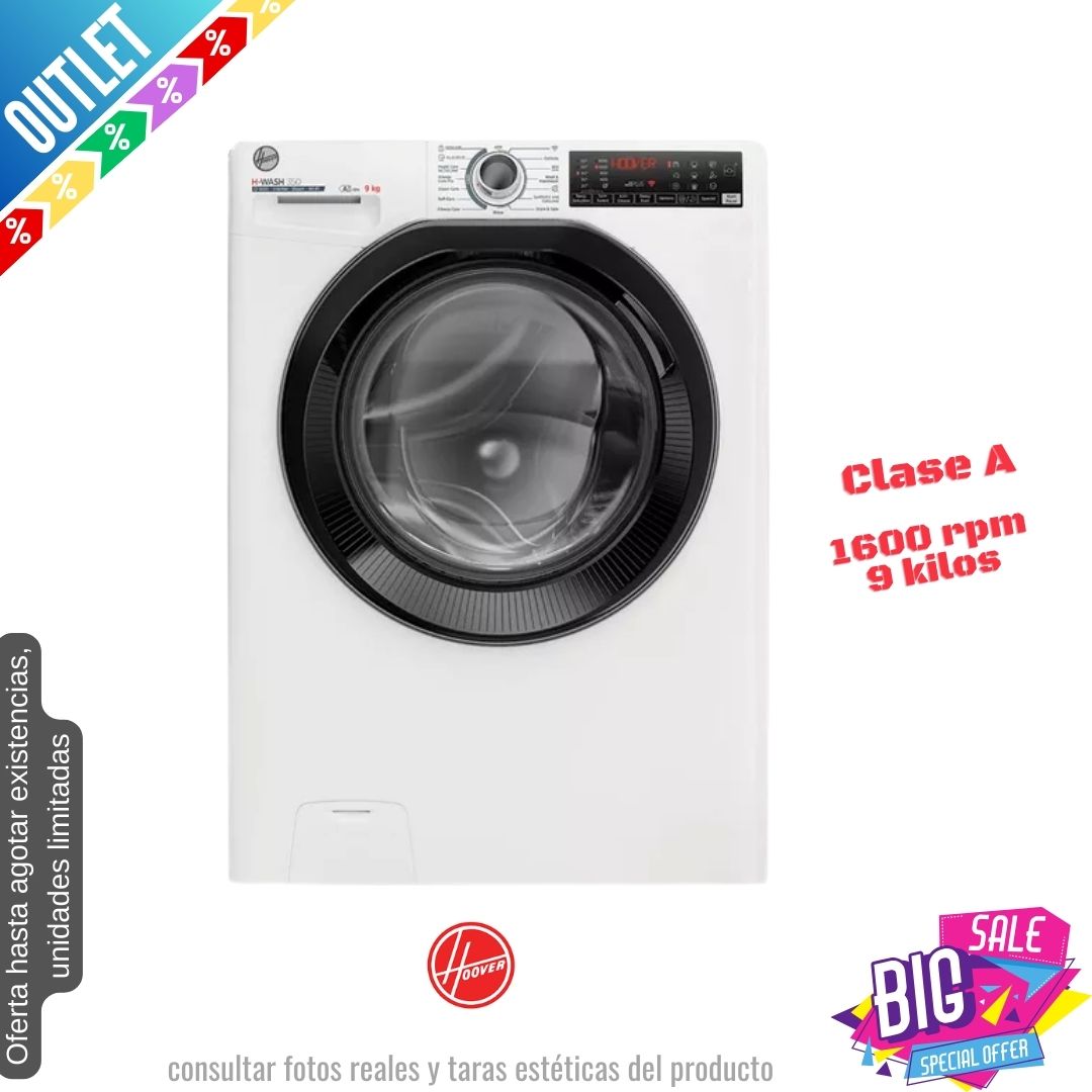 Lavadora Hoover 9kg blanca 1600rpm H3WPS696TAMB6-80 OUTLET