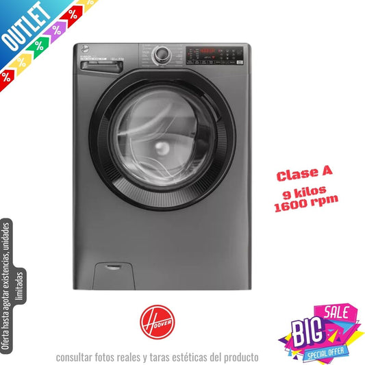 Lavadora Hoover 9kg inox 1600rpm H3WPS696TMBR6-80 OUTLET