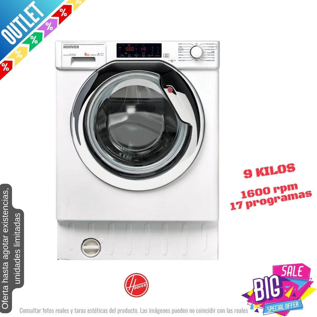 Lavadora Hoover 9kg integración blanca 1600rpm HBWM916TAHC OUTLET