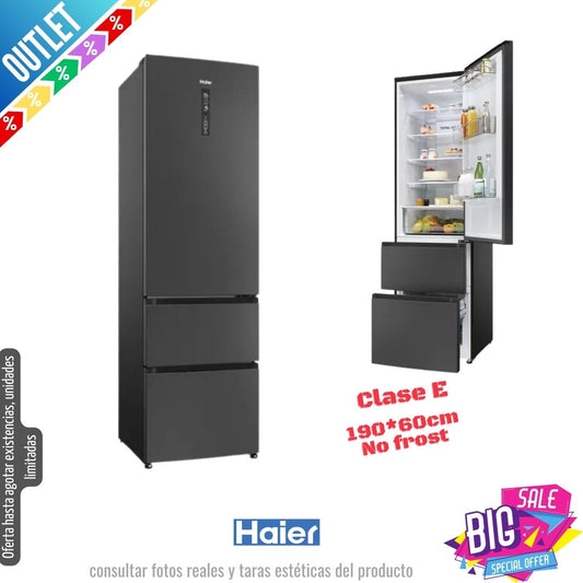 Frigorífico francés Haier negro 190*60cm HETR3619ENPB OUTLET