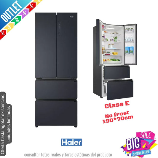 Frigorífico francés Haier negro 190*70cm HFR5719ENPB OUTLET
