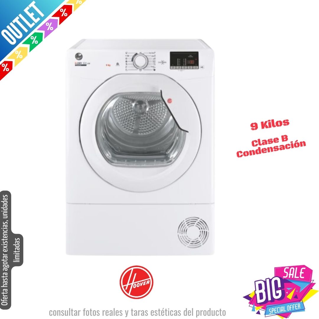 Secadora Hoover 9kg condensacion blanca HLEC9DG-80 OUTLET