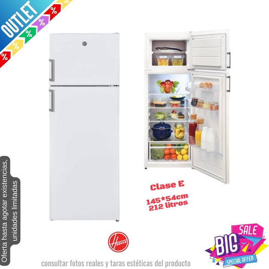 Frigorífico Hoover blanco 2 puertas 145*54cm OODM1S514EWH OUTLET