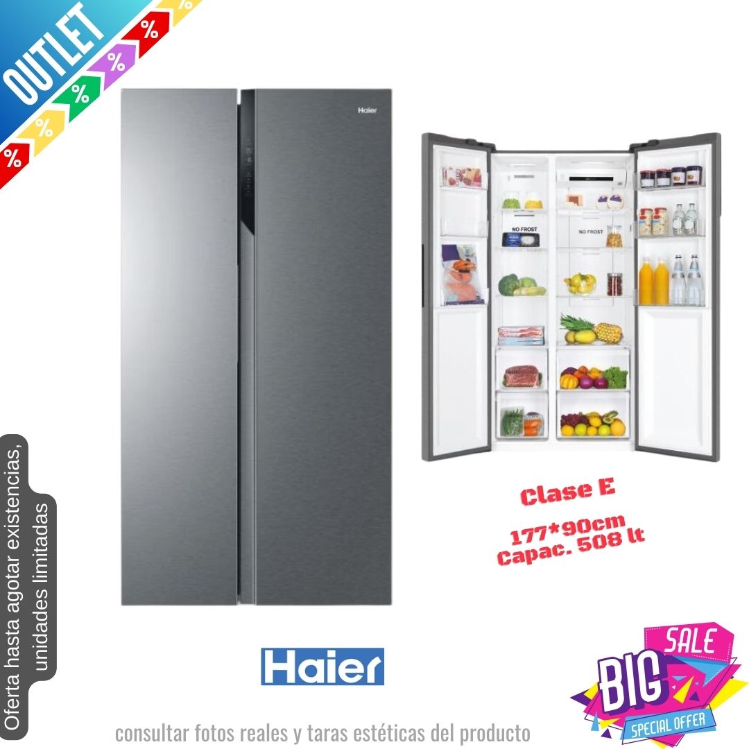 Frigorífico Americano Haier inox 177*90cm HSR3918ENP OUTLET