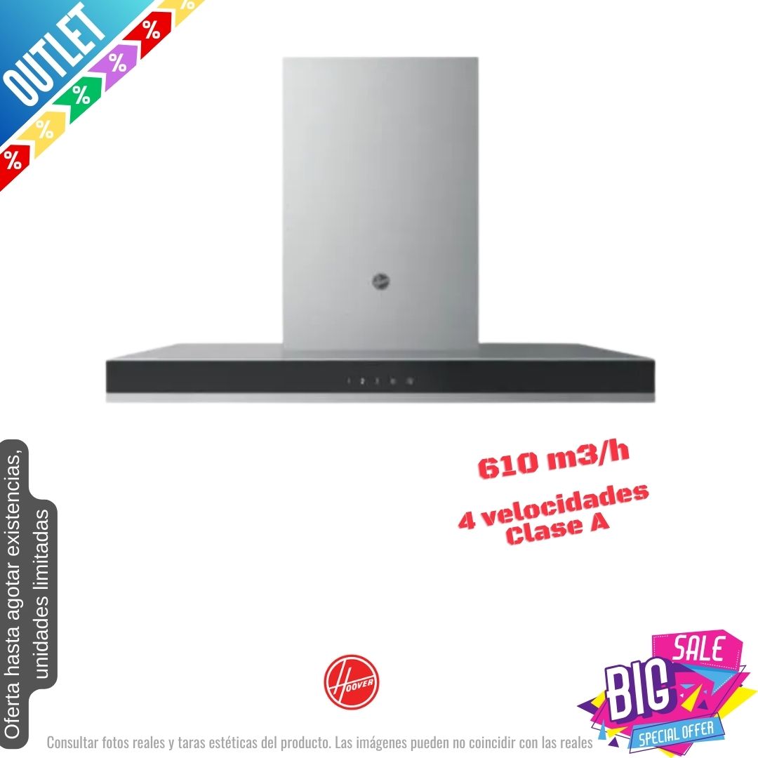 campana Hoover inox 90cm 610m3/h HTS9CBK3K OUTLET