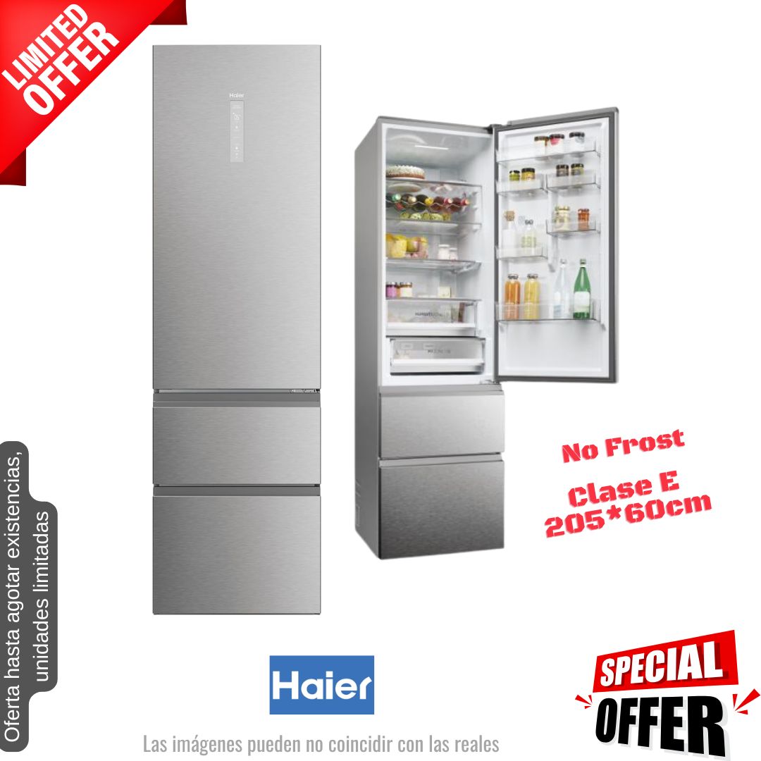 Frigorífico francés Haier inox 205*60cm HTW5620ENMG OFERTA