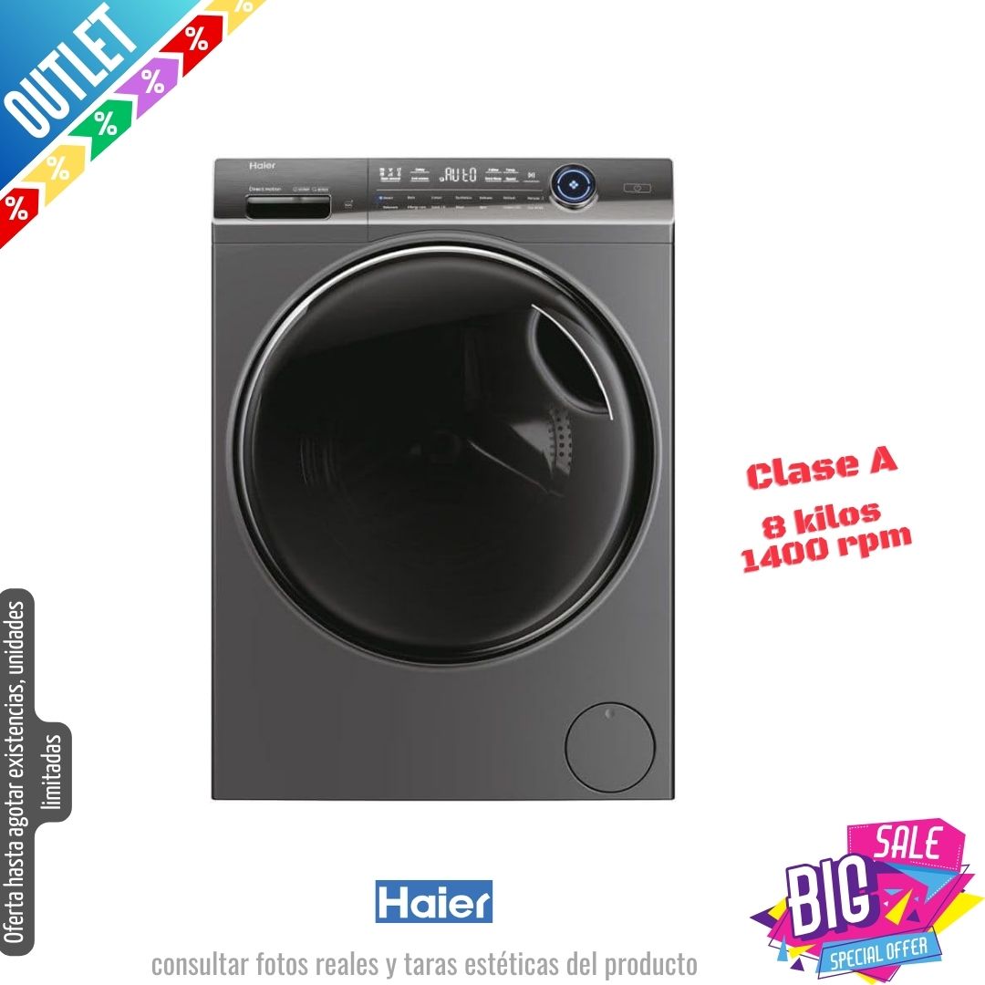 Lavadora Haier 8kg inox  1400rpm HW80-B14979S OUTLET