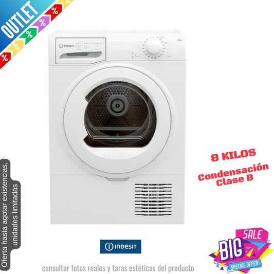 Secadora Indesit 8kg condensación blanca I2D81W OUTLET