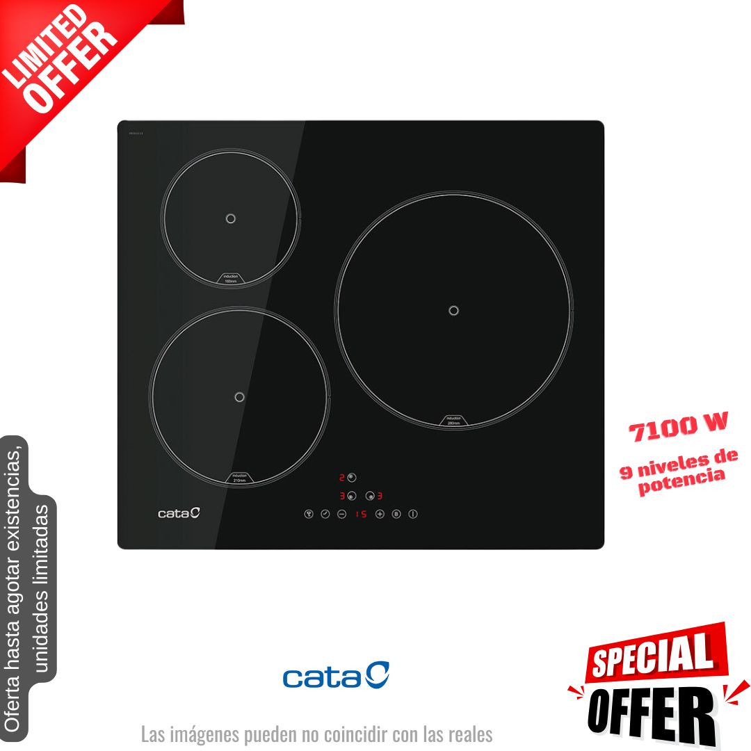 Placa  inducción Cata 3 fuegos IB6303E2BK OFERTA