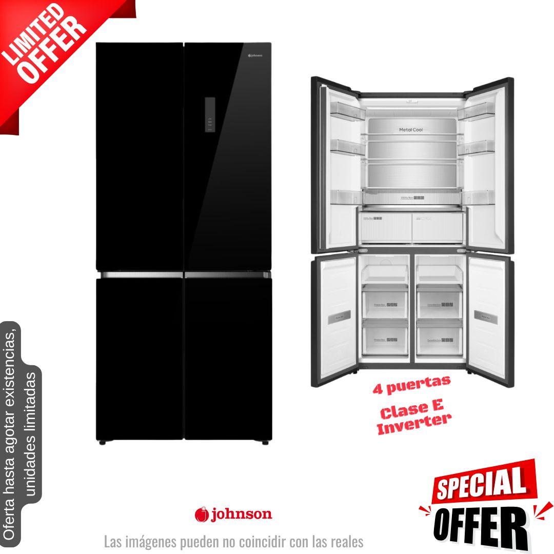 Frigorífico americano Johnson negro cristal 190*84cm (026071) OFERTA