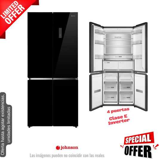 Frigorífico americano Johnson negro cristal 190*84cm (026071) OFERTA
