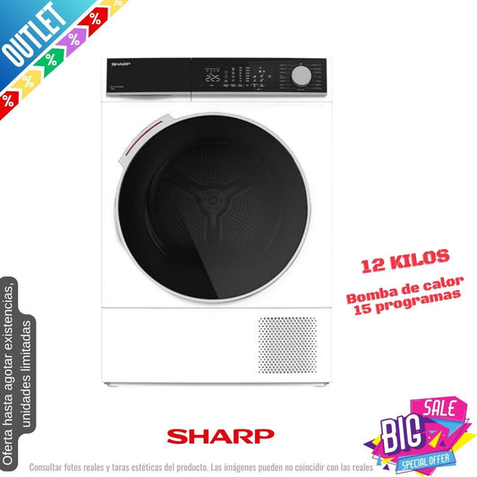 Secadora Sharp 12kg bomba de calor blanca (026317) OUTLET