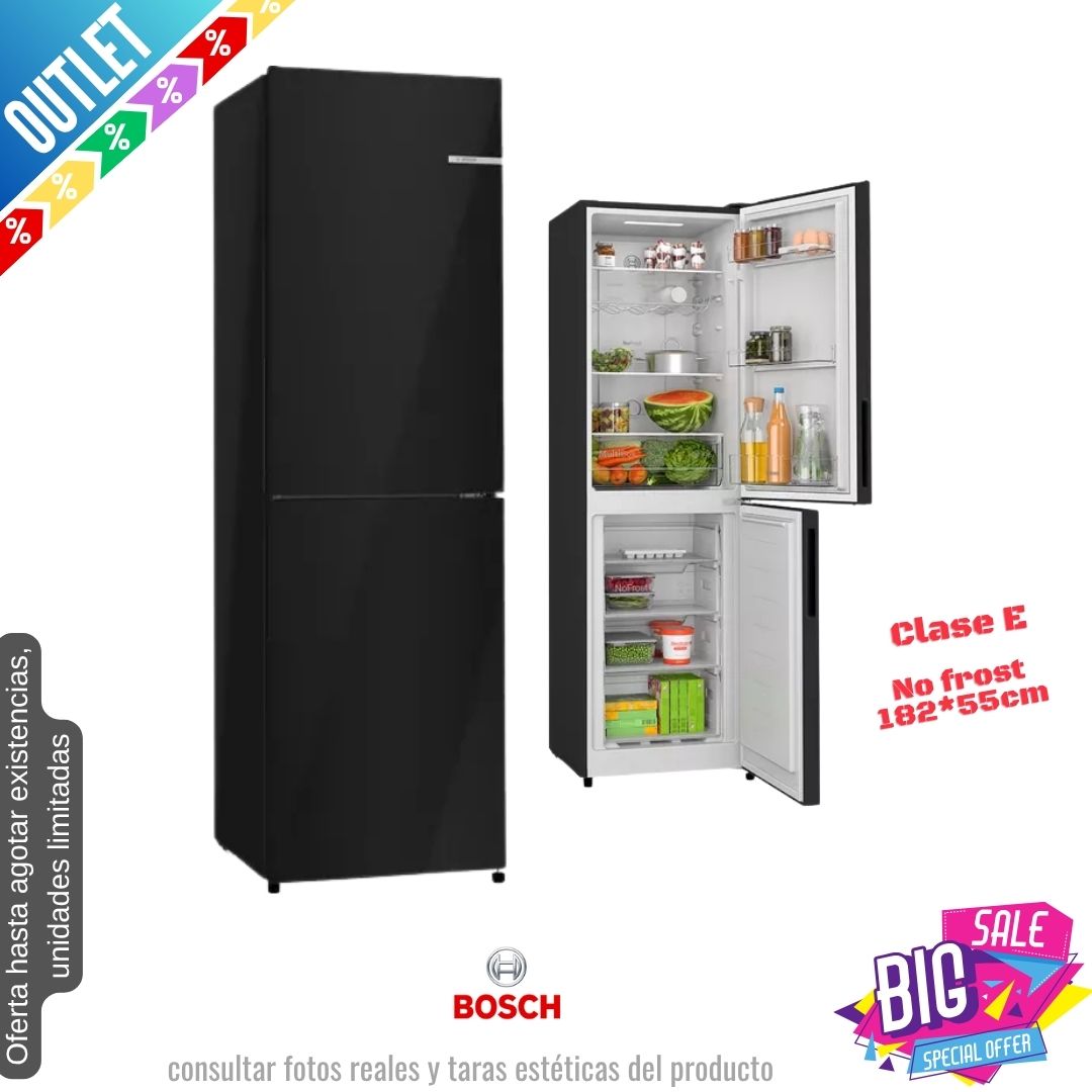 Frigorífico combi Bosch negro 182*55cm KGN27NBEAG OUTLET