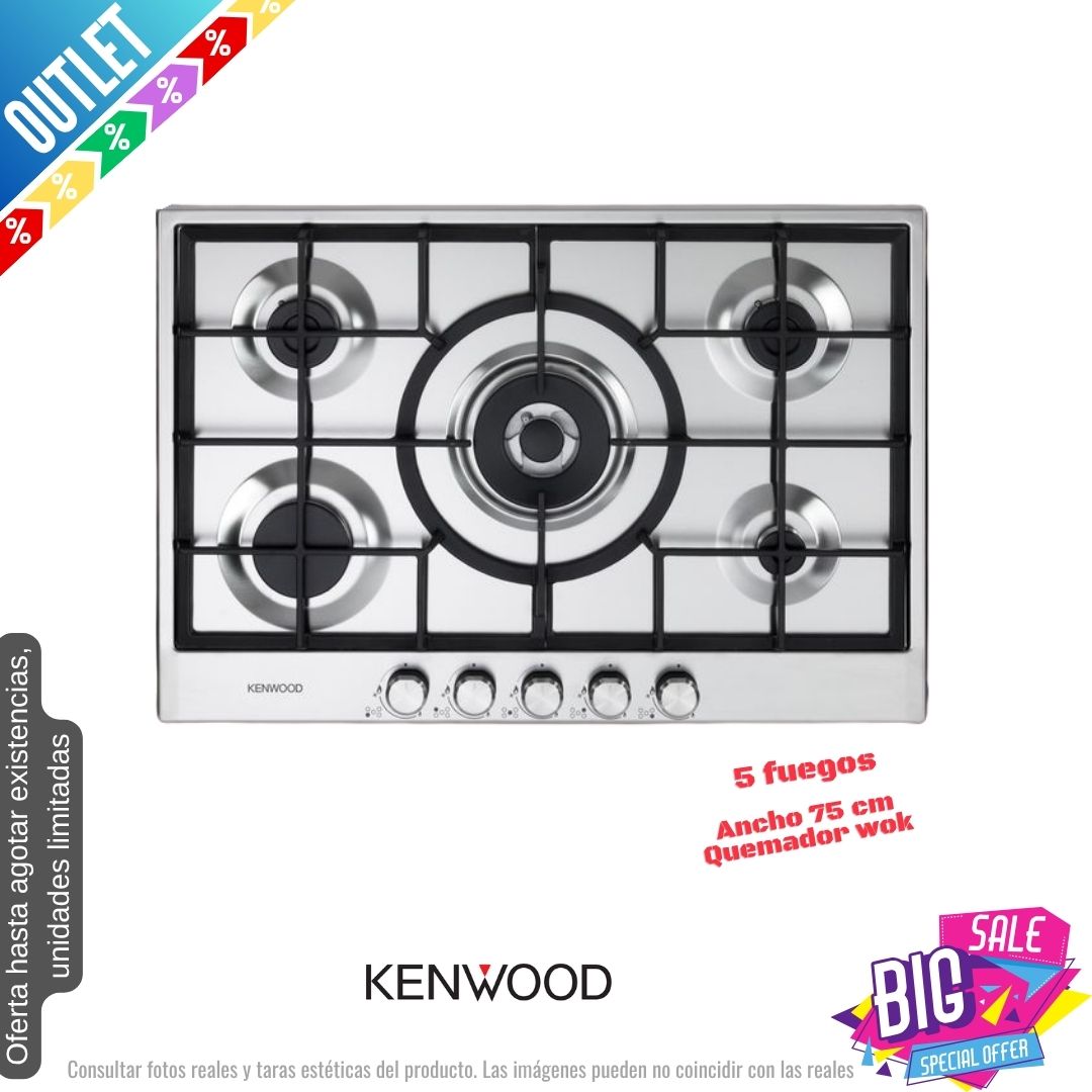 Placa de gas Kenwood 5 fuegos 75cm KHG705SS OUTLET