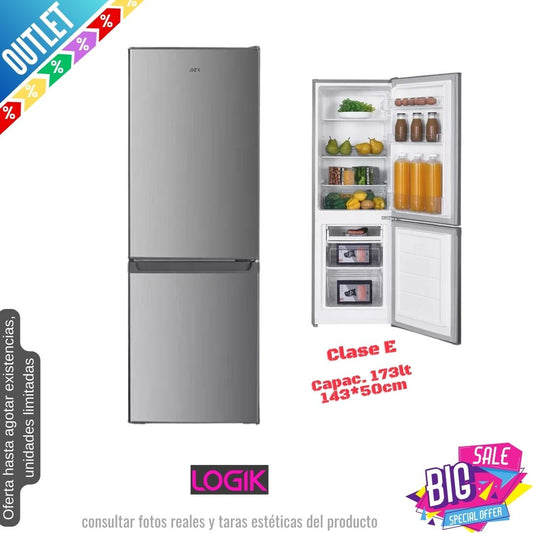 Frigorífico Combi Logik inox 143*50cm L50BS23 OUTLET
