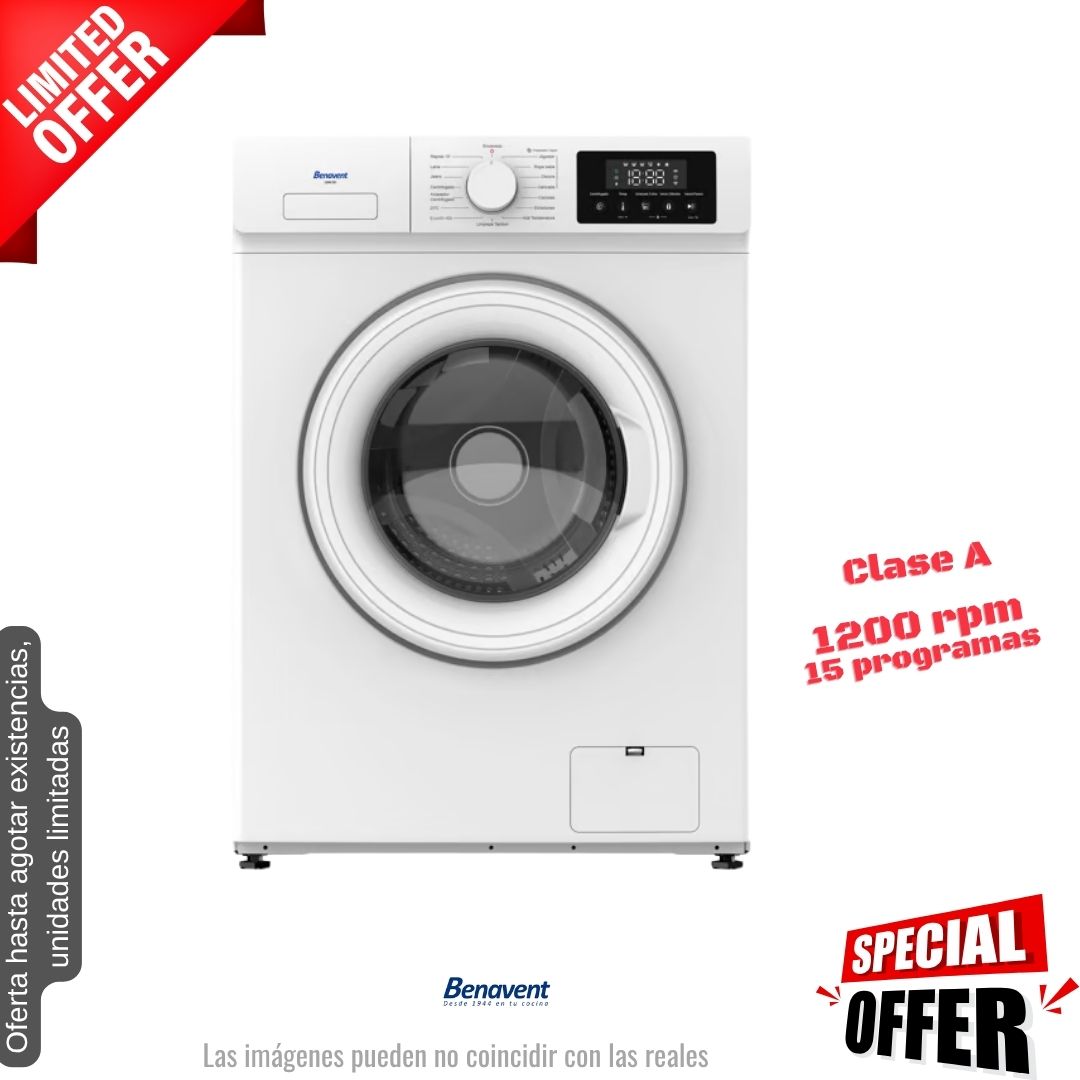 Lavadora Benavent 8kg blanca 1200kg (026409) OFERTA