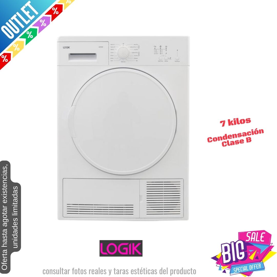 Secadora Logik 7kg condensación blanca LCD7W18 OUTLET