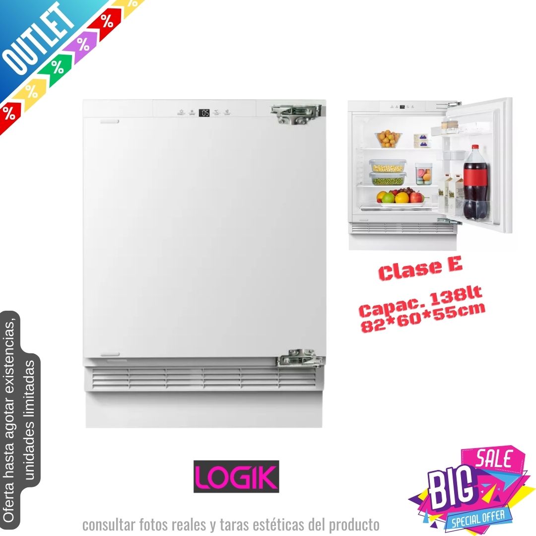 Frigorífico Logik blanco 1 puerta integracición 82*60cm LIL60W23 OUTLET