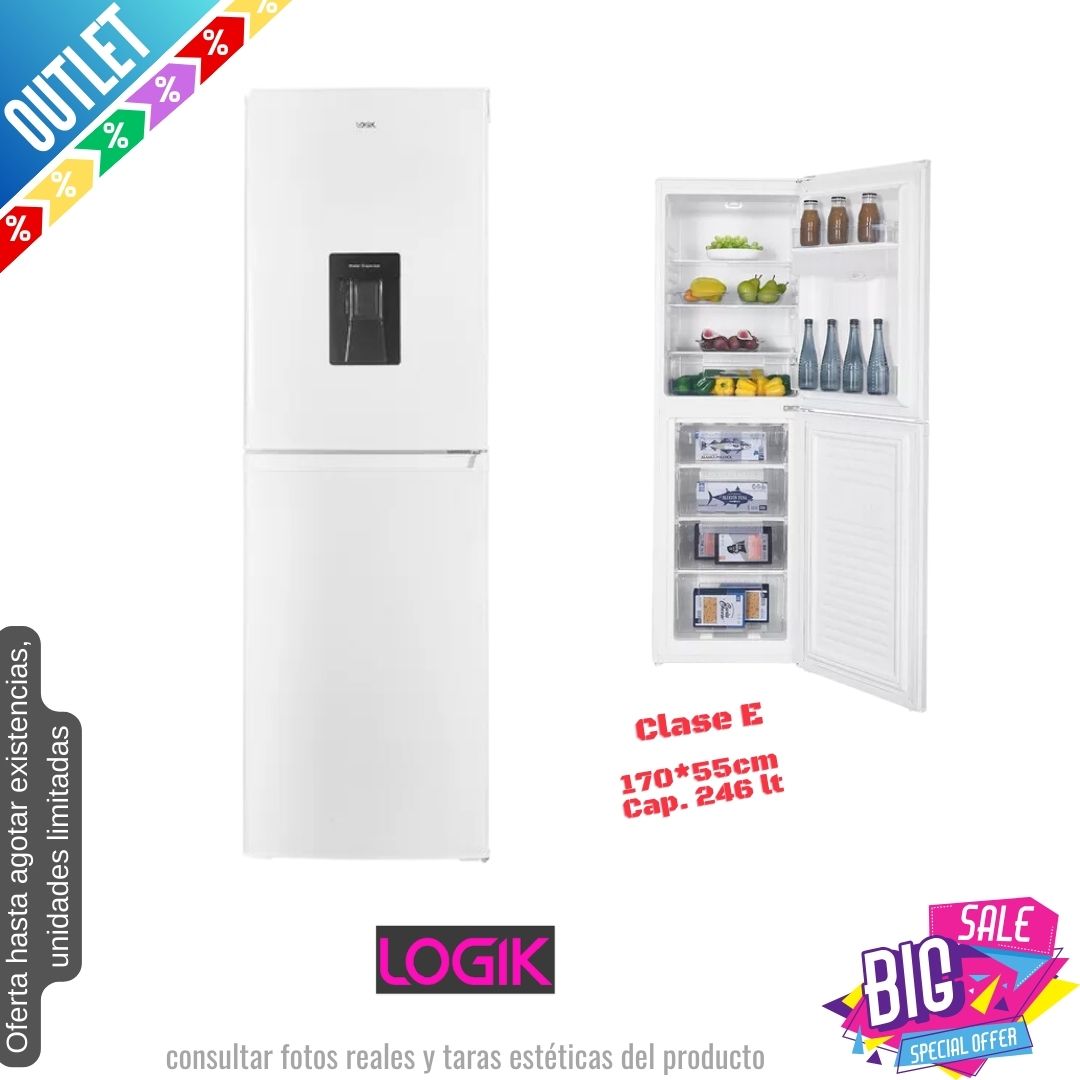 Firgorífico combi Logik blanco + dispensador 1.75x55cm LSD55W23 OUTLET