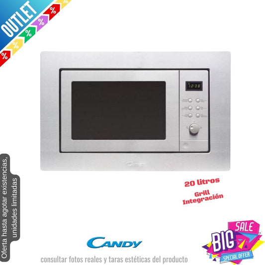 Microondas Candy 20lt inox grill integración MIC201EX OUTLET