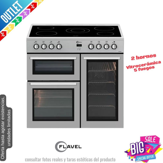 Cocina eléctrica inox 5 fuegos Flavel MLN9CRS OUTLET